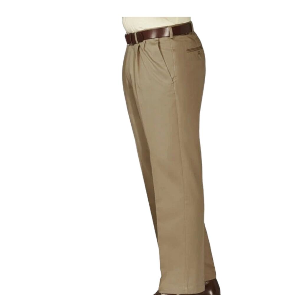 HAGGAR Work to Weekend Classic Pleated Khaki Dress Pants Men’s Size 44W x 30L